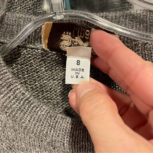 Vintage 80’s St. John gray button sweater Santana dress belt removable collar - Picture 14 of 15